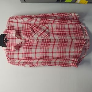 Velvet Heart , lg., ladies button front blouse red / white